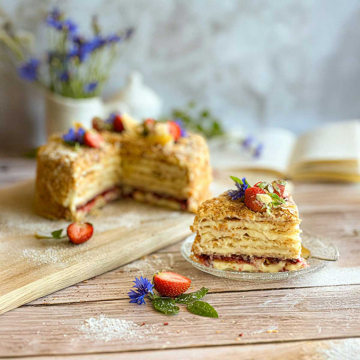 Napoleon met zachte, romige vanillecrème